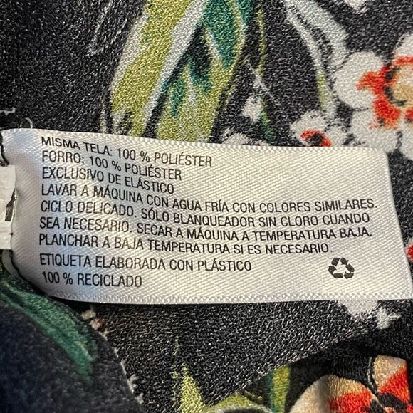 Xhilaration Floral Print Mini Dress Black Red White Square Neck Strappy Ruffle M - Picture 8 of 8